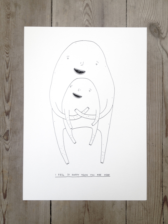 I FEEL SO HAPPY WHEN YOU ARE HERE. En original illustration af My Buemann. Online kunst-galleri ARTUNIKA - Malerier, Illustrationer, Tegninger og Fotokunst