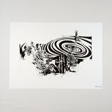 plakater-posters-kunsttryk, giclee-tryk, illustrative, arkitektur, sorte, blæk, papir, plakater, Køb original kunst og kunstplakater. Malerier, tegninger, limited edition kunsttryk & plakater af dygtige kunstnere.